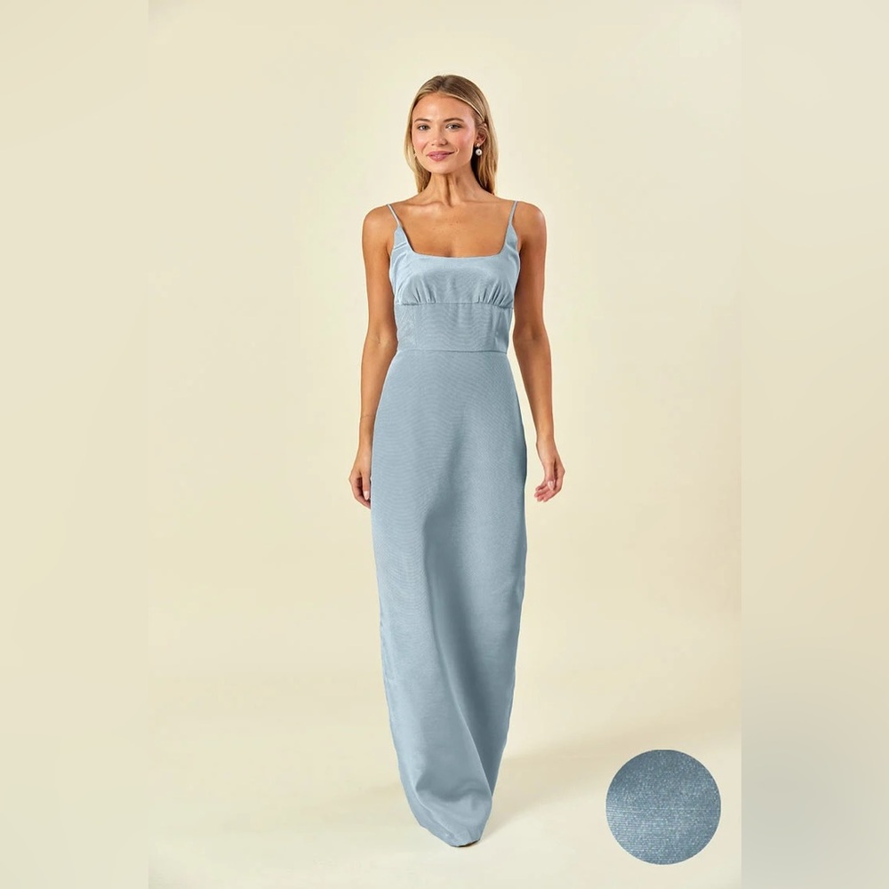 LulaKate Jane Bodice with Straight Skirt in Drapey Bengaline in Blue Heaven